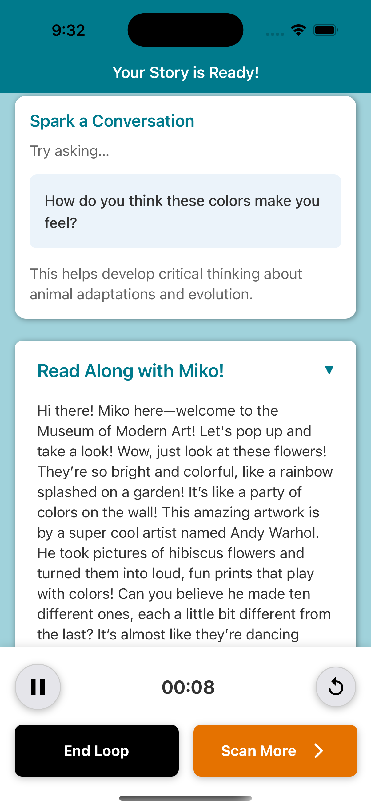 Example of Miko's story and questions